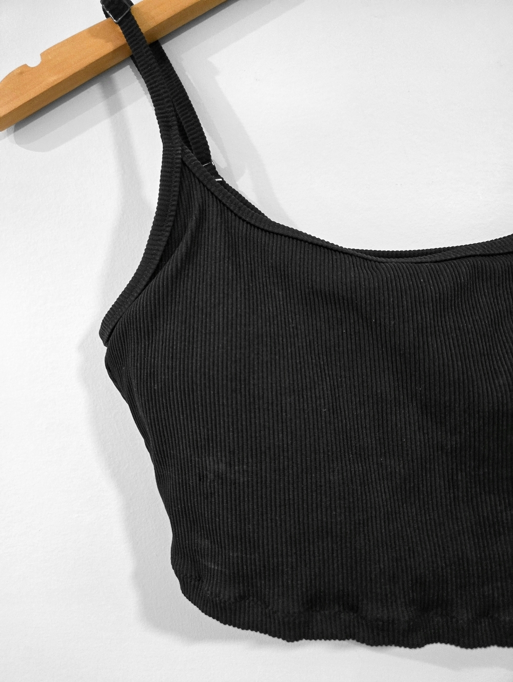 NWT AERIE Black Ribbed Scoop Longline Swim Bikini Top - Picture 5 of 7